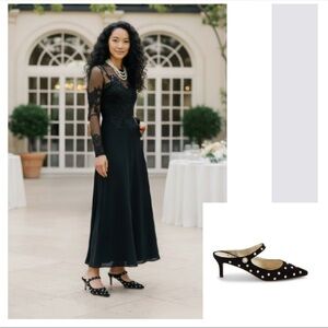 Kate Spade Mules Marisol faux pearls on suede slip on pointed toe SIZE 6 NWT